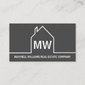Chic Grey Vastgoed Bedrijf Monogram Realtor Visitekaartje (Voorkant)