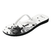 Chic Grey Waterverf Bloemen met Stippen en Naam to Teenslippers (Schuin)