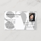 Chic Grey White Black met foto-Logo en monogram Visitekaartje (Achterkant)