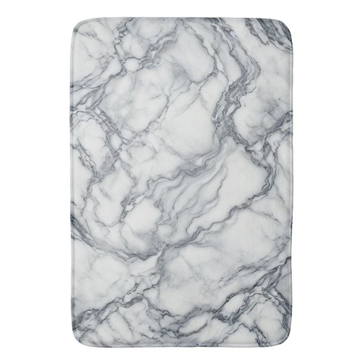 Chic Grey & White Marble Look Glamour Badmat (Voorkant Verticaal)