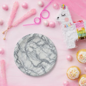 Chic Grey & White Marble Look Glamour Papieren Bordje (Feest)