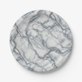 Chic Grey & White Marble Look Glamour Papieren Bordje (Voorkant)