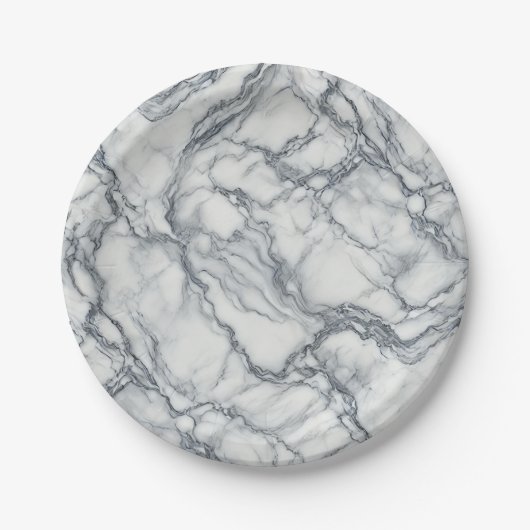 Chic Grey & White Marble Look Glamour Papieren Bordje (Voorkant)