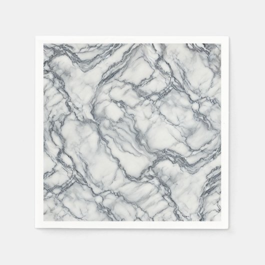 Chic Grey & White Marble Look Glamour Servet (Voorkant)