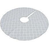 Chic Grey White Quatrefoil Kerstboom Rok (Gekanteld)