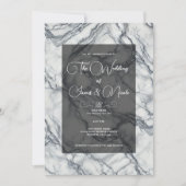 Chic Grey & White Trendy Marble Glam Huwelijk Kaart (Voorkant)