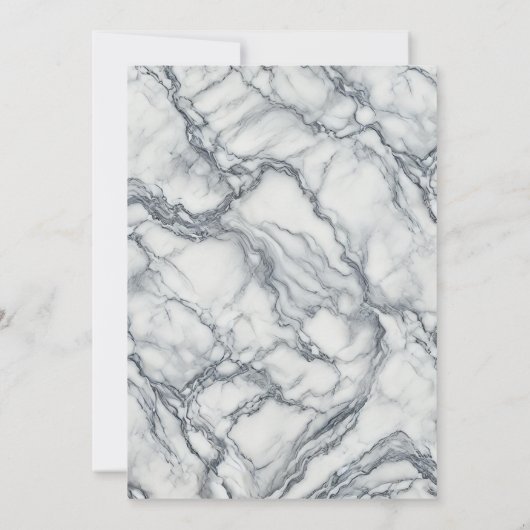 Chic Grey & White Trendy Marble Glam Huwelijk Kaart (Achterkant)