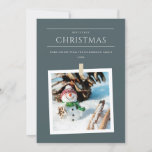 CHIC GREY WINTER PHOTO SNOWMAN MERRIEST CHRISTMAS FEESTDAGENKAART<br><div class="desc">If you need any further customisation please feel free to message me on yellowfebstudio@gmail.com.</div>