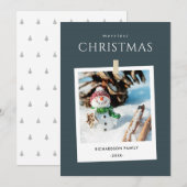 CHIC GREY WINTERFOTO SNEEUWMAN MERRIEST CHRISTMAS FEESTDAGENKAART (Voorkant / Achterkant)