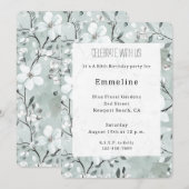 Chic Grey Witte Bloemen Verjaardag Kaart (Voorkant / Achterkant)