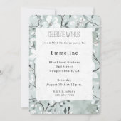 Chic Grey Witte Bloemen Verjaardag Kaart (Voorkant)