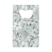 Chic Grijs Blauw Witte Bloemen Bruiloft Creditkaart Flessenopener (Voorkant)