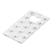 Chic Grijs Blauw Witte Bloemen Bruiloft Creditkaart Flessenopener (Achterkant Gekanteld)