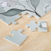 Chic Grijs Blauw Witte Bloemen Legpuzzel (Zijkant)