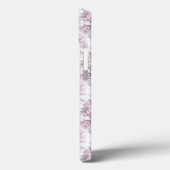 Chic grijs en roze bloemmotief monogram Case-Mate iPhone case (Achterkant / Links)