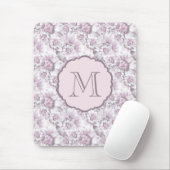 Chic grijs en roze bloemmotief monogram muismat (Met muis)