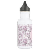 Chic grijs en roze bloemmotief monogram waterfles (Links)