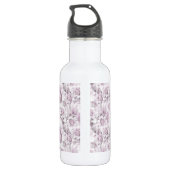 Chic grijs en roze bloemmotief monogram waterfles (Achterkant)