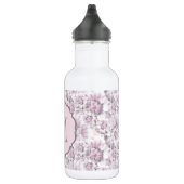 Chic grijs en roze bloemmotief monogram waterfles (Rechts)