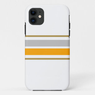 Chic Grijs Geel Centrum Racing Stripes op Wit Case-Mate iPhone Case