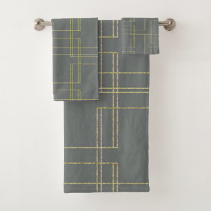 Chic grijs & goud geometrisch glamaak bad handdoek