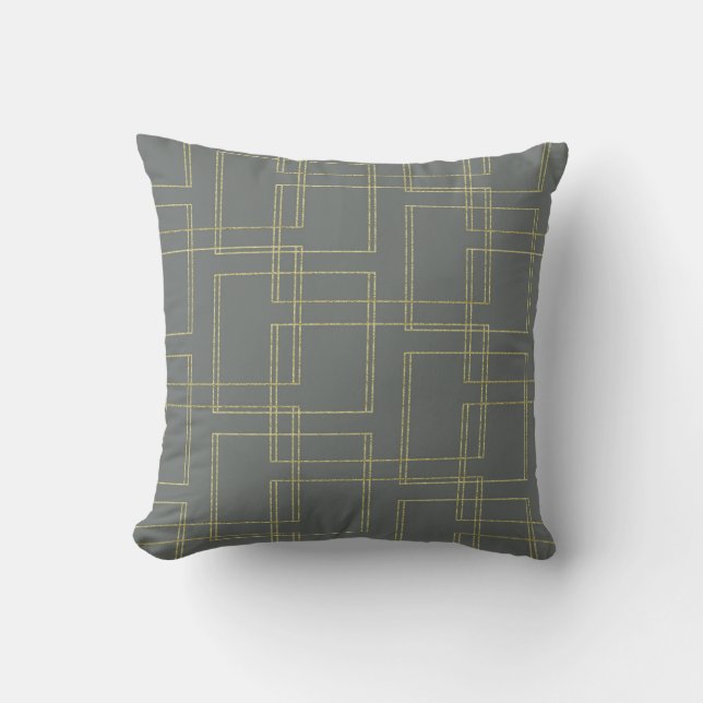 Chic grijs & goud geometrisch glamor kussen (Voorkant)