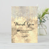 Chic grijs goud strass druppels dank u kaart (Staand voorkant)