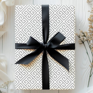 Chic grijs Griekse sleutel doolhof patroon Cadeaupapier