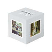 Chic grijs monogram trouwfoto kubus (Achter hoekig)