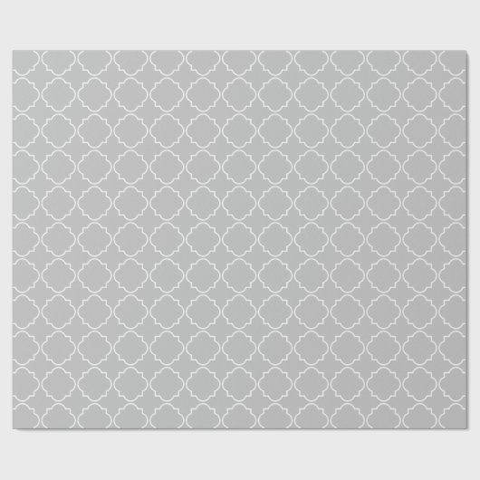 Chic grijs quatrefoil trellis patroon inpakpapier (Vlak)