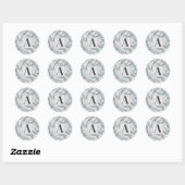 Chic grijs & wit marmer uiterlijk glamour ronde sticker (Vel)