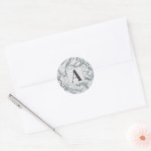 Chic grijs & wit marmer uiterlijk glamour ronde sticker (Envelop)