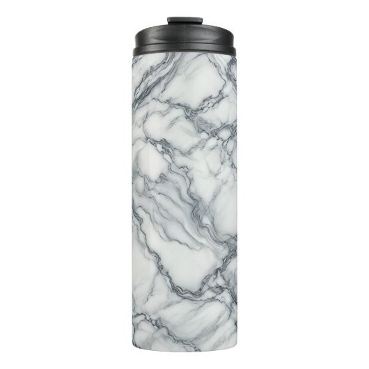 Chic grijs & wit marmer uiterlijk glamour thermosbeker (Voorkant)