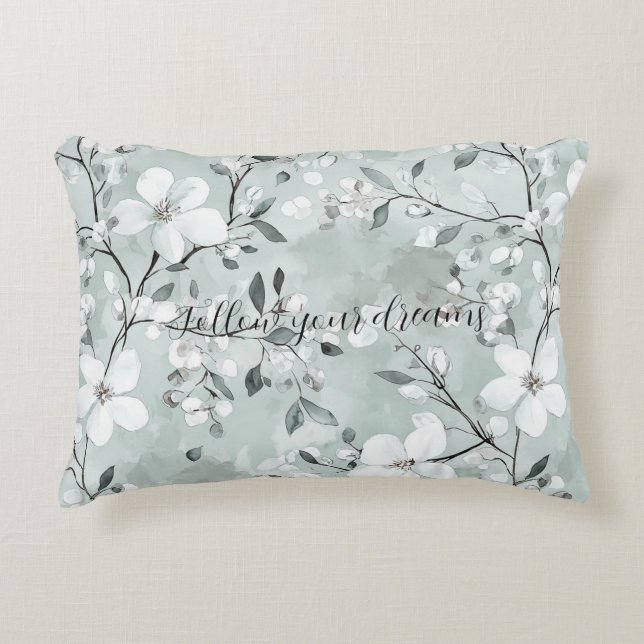 Chic grijs witte bloemen accent kussen (Voorkant)