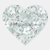 Chic grijs witte bloemen hart sticker (Voorkant)
