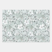 Chic grijs witte bloemen libellen bruids douche inpakpapier vel (Voorkant)