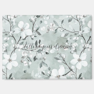 Chic grijs witte bloemen magneet