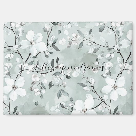 Chic grijs witte bloemen magneet (Voorkant)