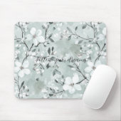 Chic grijs witte bloemen muismat (Met muis)