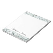 Chic grijs witte bloemen notitieblok (Linkerzijde)
