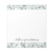 Chic grijs witte bloemen notitieblok (Voorkant)