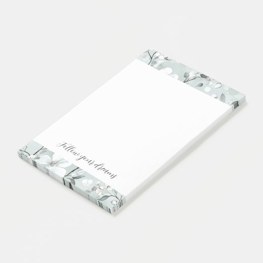 Chic grijs witte bloemen post-it® notes (Schuin)