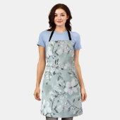 Chic grijs witte bloemen schort (Gedragen)