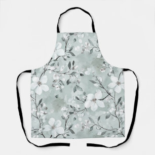 Chic grijs witte bloemen schort
