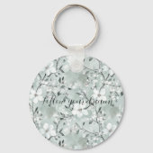 Chic grijs witte bloemen sleutelhanger (Voorkant)
