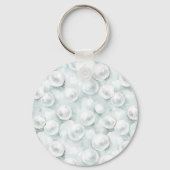 Chic grijs witte bloemen sleutelhanger (Achterkant)