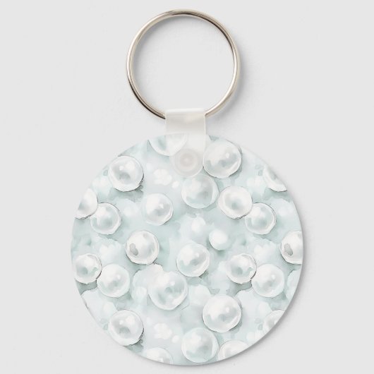Chic grijs witte bloemen sleutelhanger (Achterkant)