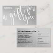 Chic Grijs Zilver Glitter Gradient Gift Certificaa Visitekaartje (Voorkant / Achterkant)