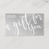 Chic Grijs Zilver Glitter Gradient Gift Certificaa Visitekaartje (Voorkant)