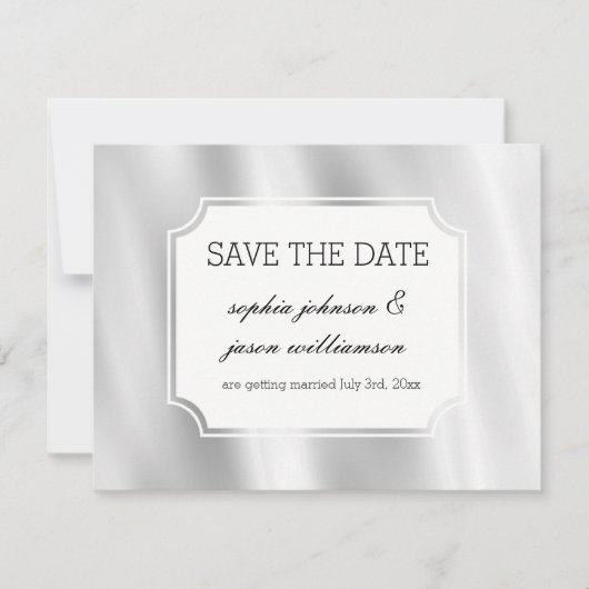 Chic grijs zilver save the date (Voorkant)